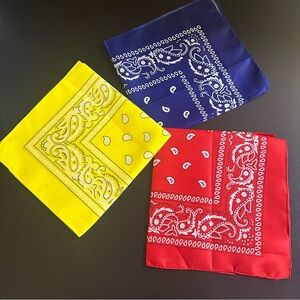 ⭐️ New Colorful Bandana Set - Red, Yellow, Blue